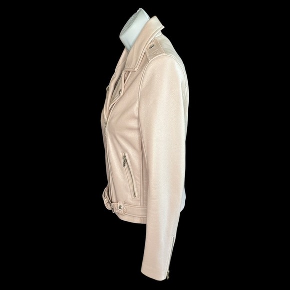 IRO Pink Pearl 100% Lamb Leather Moto Jacket Womens Size 38 EU Size 6 US - Picture 3 of 10
